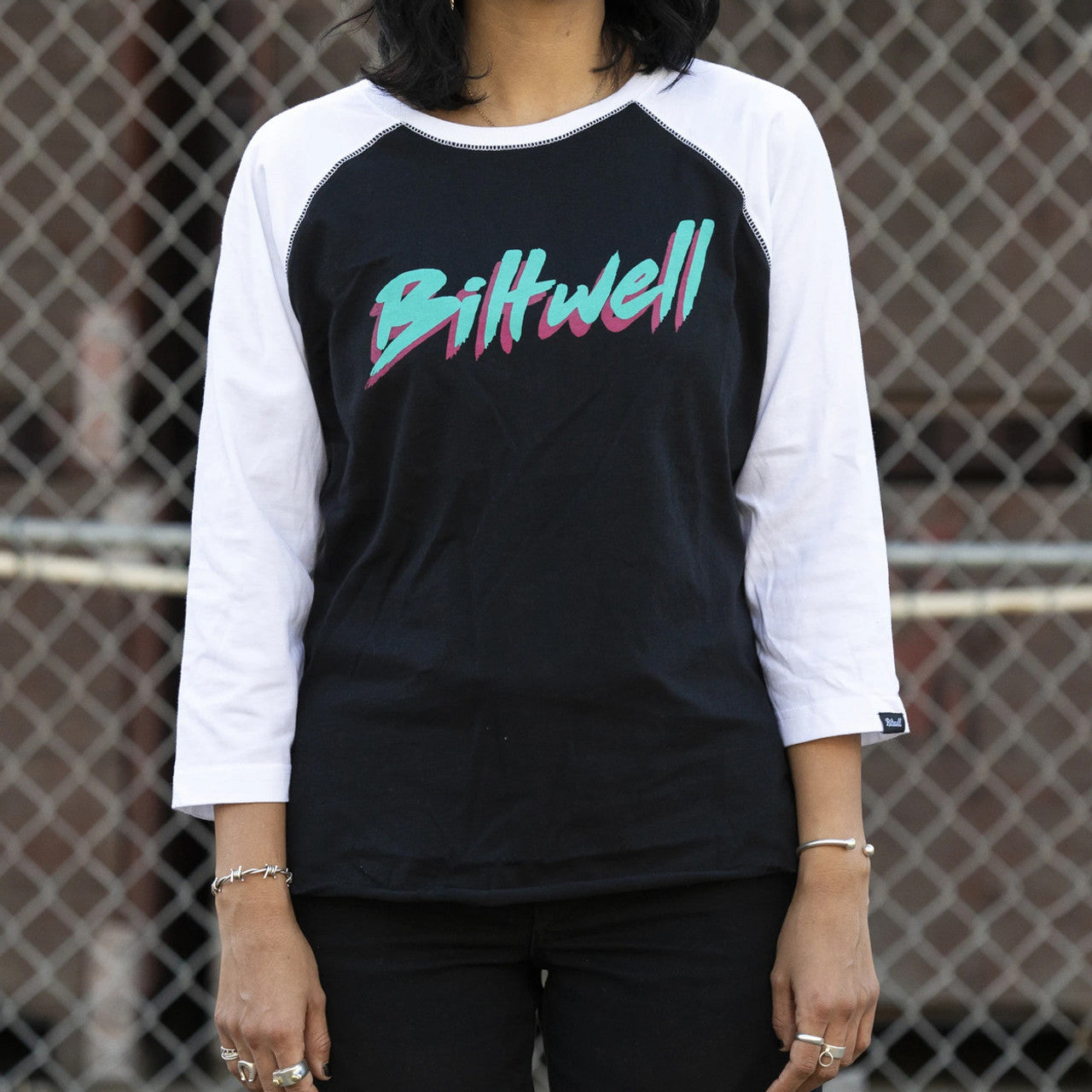 เสื้อ BILTWELL WOMEN'S 1985 RAGLAN BLACK WHITE