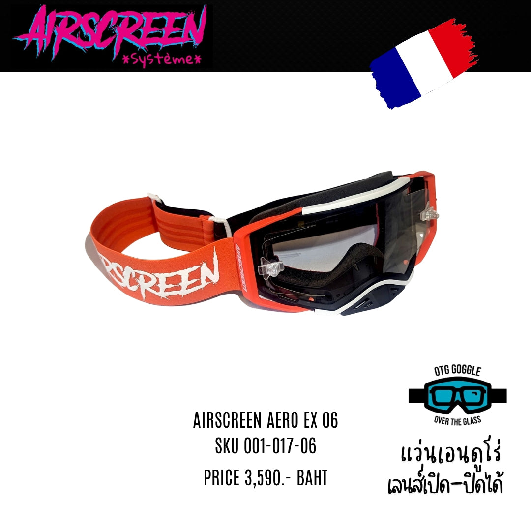 แว่นกันลม AIR SCREEN GOGGLE AERO EX 06 RED BLACK WHITE CLEAR