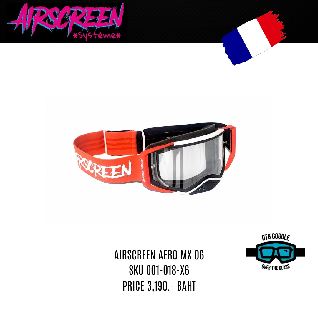 แว่นกันลม AIR SCREEN GOGGLE AERO MX 06 RED BLACK WHITE CLEAR