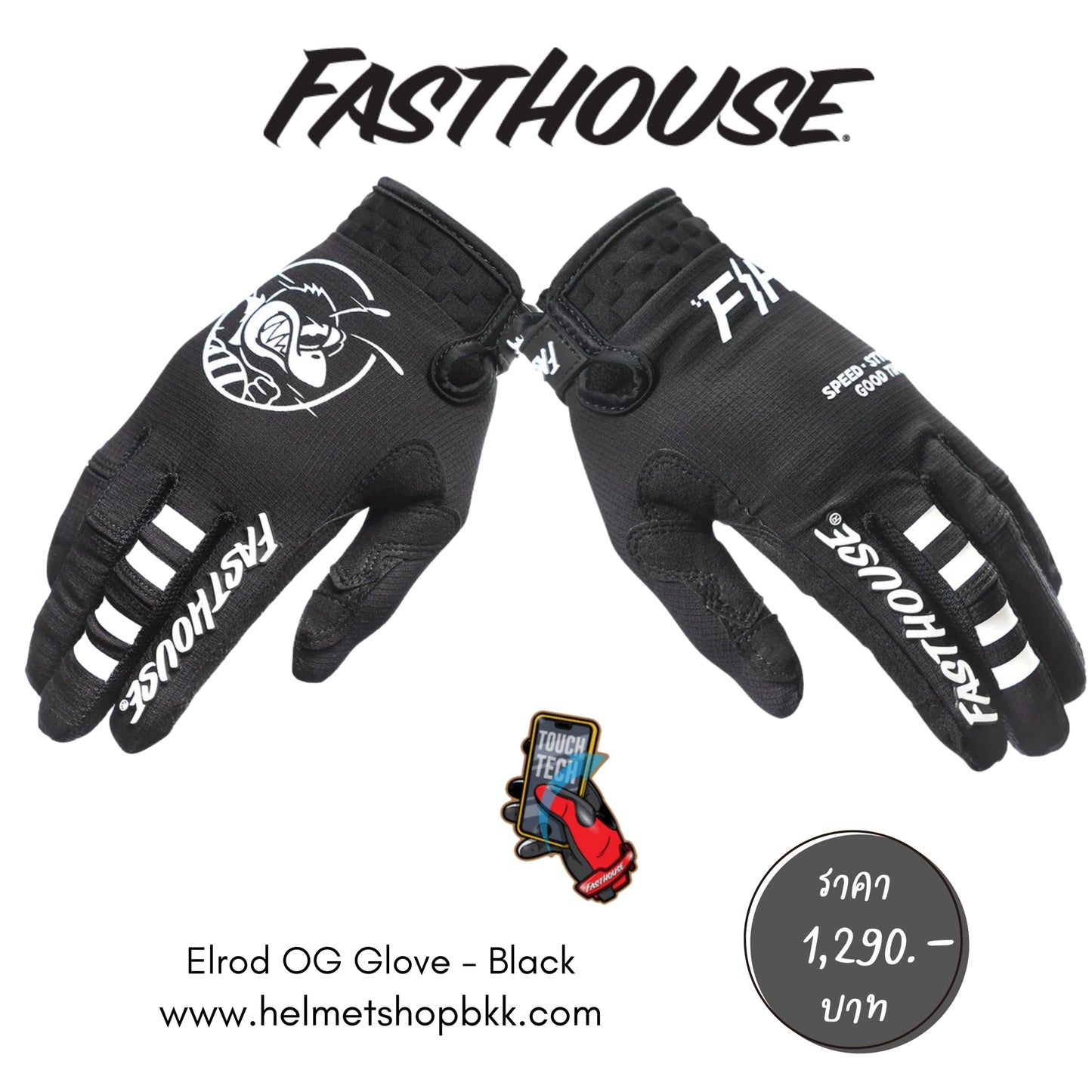 ถุงมือไบท์เกอร์ FASTHOUSE ELROD OG GLOVE BLACK