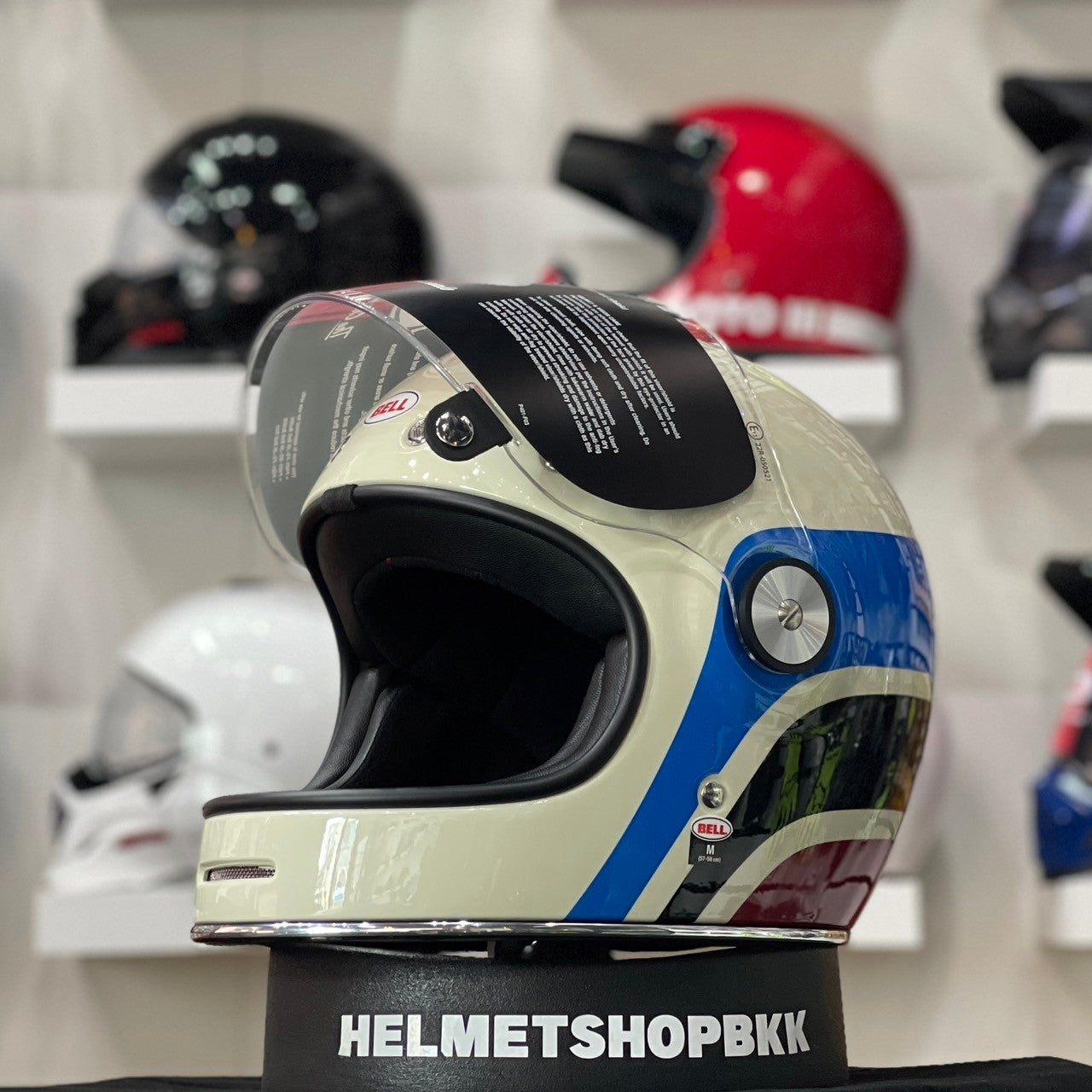 BELL BULLITT SPEEDWAY GLOSS VINTAGE WHITE BLUE