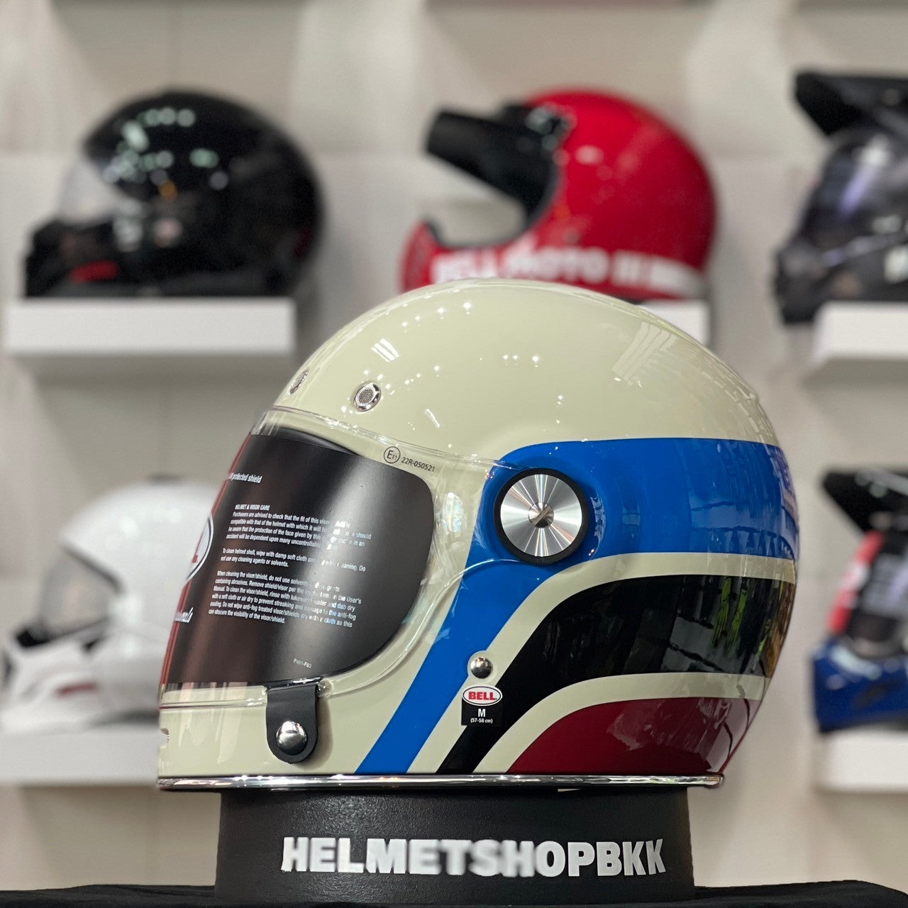 BELL BULLITT SPEEDWAY GLOSS VINTAGE WHITE BLUE