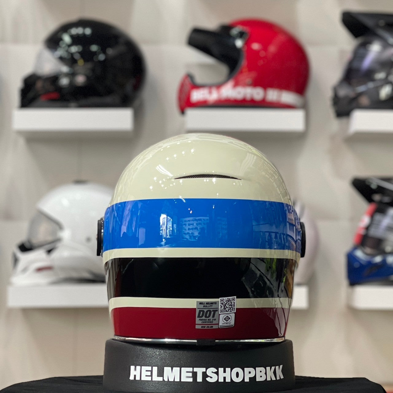 BELL BULLITT SPEEDWAY GLOSS VINTAGE WHITE BLUE