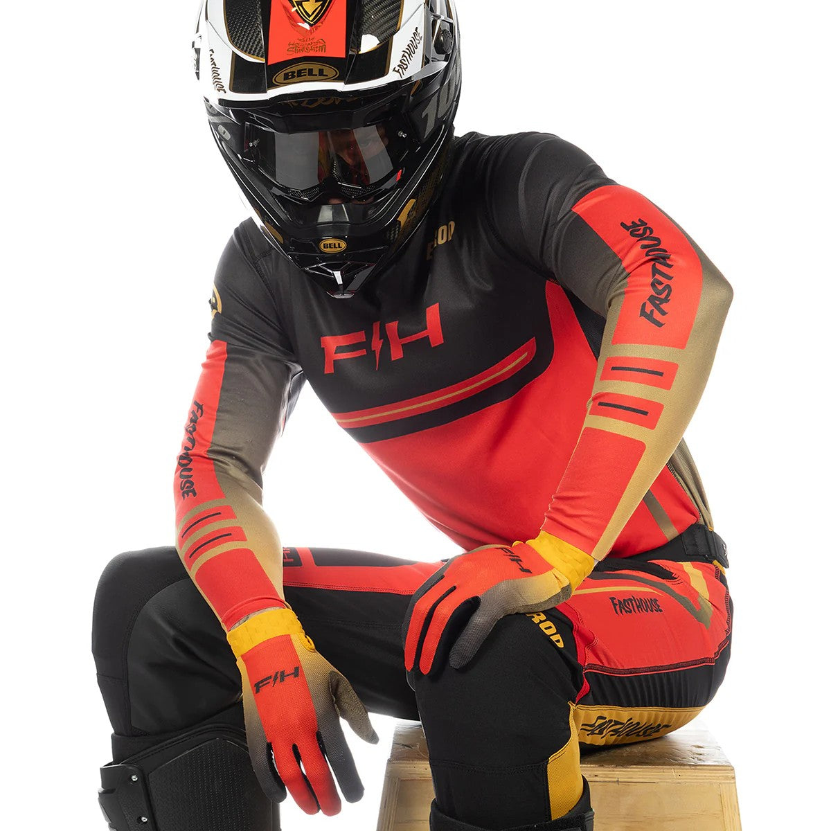 เสื้อแขนยาว FASTHOUSE ELROD REACT LS JERSEY RACING RED BLACK