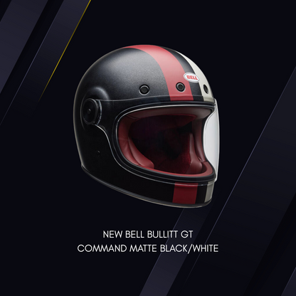 NEW BELL BULLITT GT COMMAND MATTE BLACK WHITE