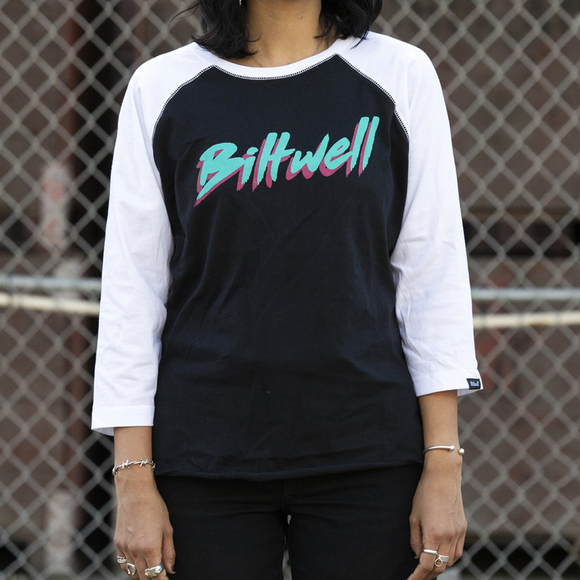 เสื้อ BILTWELL WOMEN'S 1985 RAGLAN BLACK WHITE – HELMETSHOPBKK