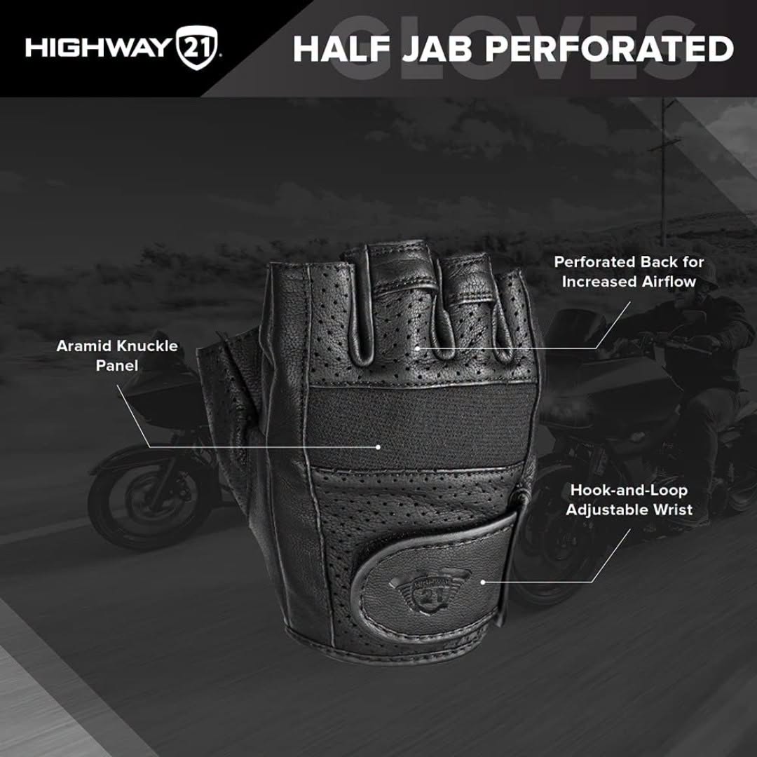 ถุงมือ HIGHWAY21 HALF JAB GLOVE BLACK