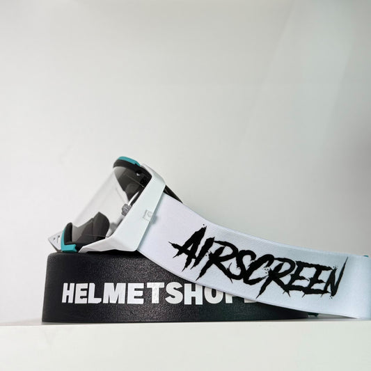แว่นกันลม AIR SCREEN GOGGLE AERO EX 02 WHITE BLACK TURQUOISE CLEAR