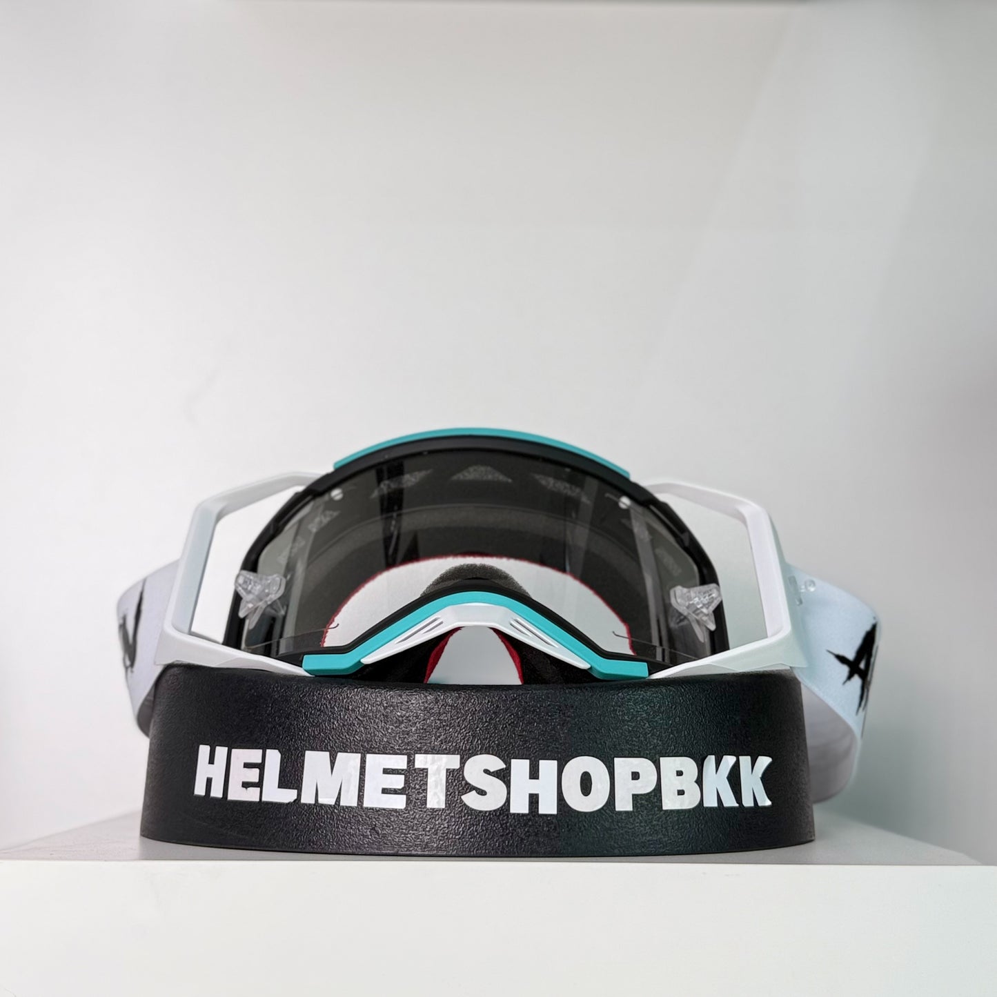 แว่นกันลม AIR SCREEN GOGGLE AERO EX 02 WHITE BLACK TURQUOISE CLEAR