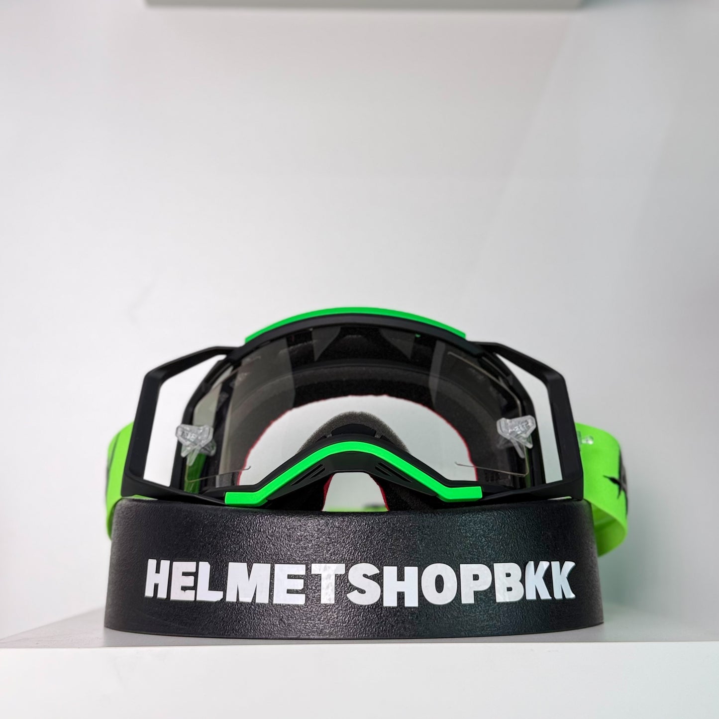 แว่นกันลม AIR SCREEN GOGGLE AERO EX 07 FLUO GREEN BLACK CLEAR