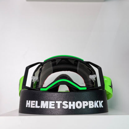 แว่นกันลม AIR SCREEN GOGGLE AERO EX 07 FLUO GREEN BLACK CLEAR