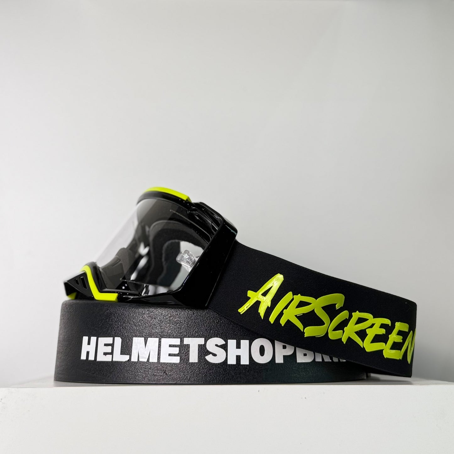 แว่นกันลม AIR SCREEN GOGGLE AERO EX LE2 GLOSSY BLACK NEON YELLOW CLEAR