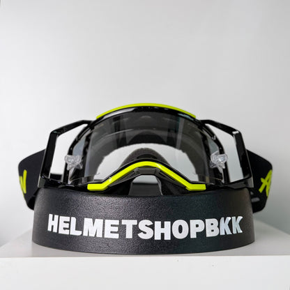 แว่นกันลม AIR SCREEN GOGGLE AERO EX LE2 GLOSSY BLACK NEON YELLOW CLEAR