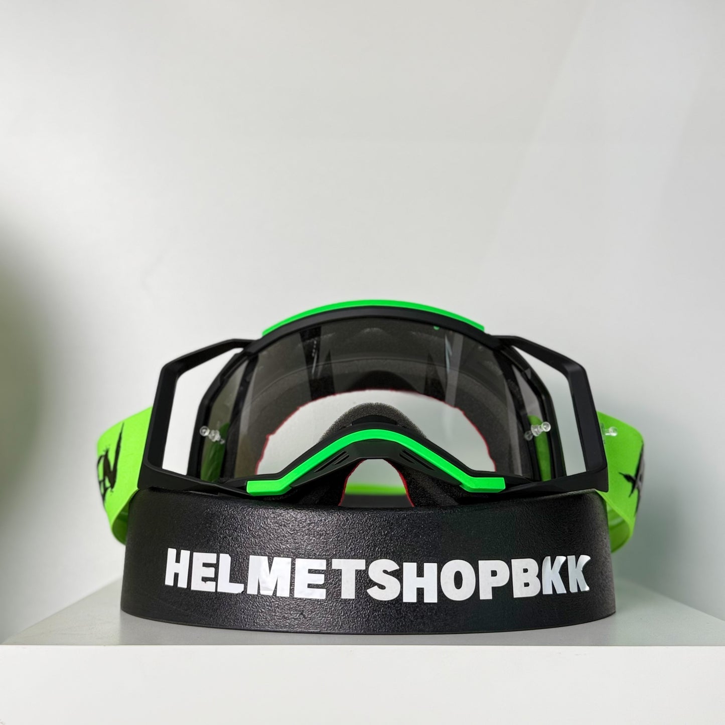 แว่นกันลม AIR SCREEN GOGGLE AERO MX 07 FLUO GREEN BLACK CLEAR