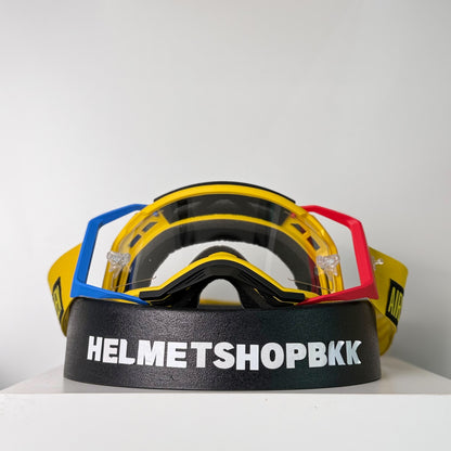 แว่นกันลม AIR SCREEN GOGGLE AERO RO EX BLUE YELLOW RED CLEAR