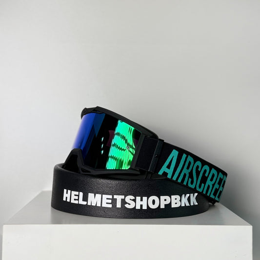 แว่นกันลม AIR SCREEN GOGGLE LITE 02 MX BLACK BLACK IRIDIUM GREEN