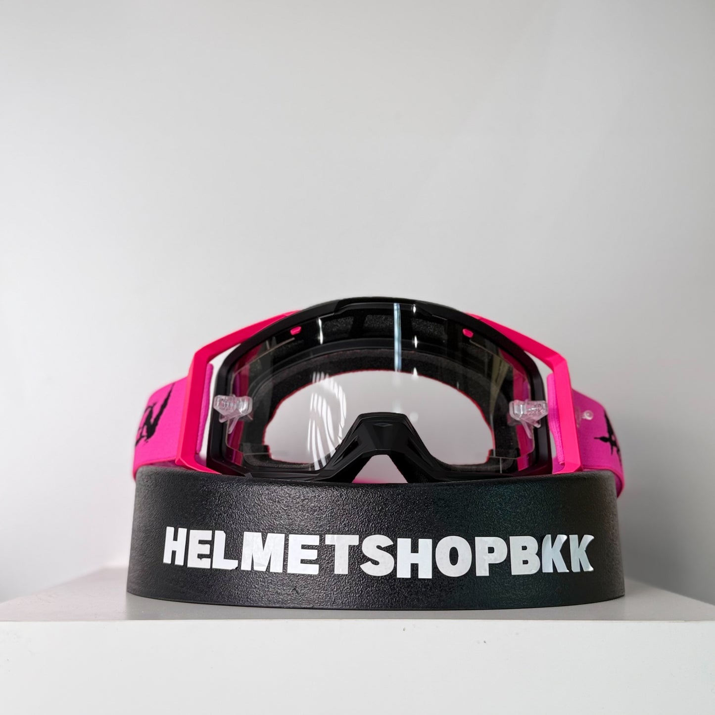 แว่นกันลม AIR SCREEN GOGGLE S-FIT EX BLACK NEON PINK CLEAR