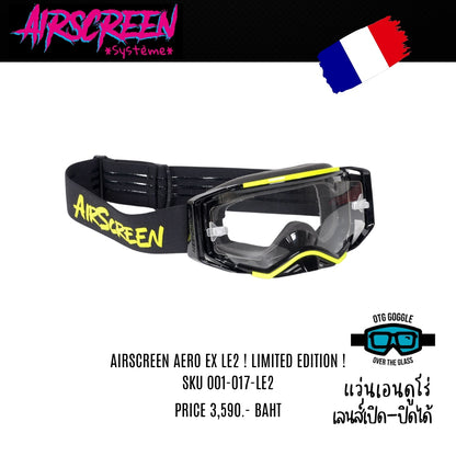 แว่นกันลม AIR SCREEN GOGGLE AERO EX LE2 GLOSSY BLACK NEON YELLOW CLEAR