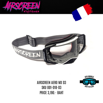 แว่นกันลม AIR SCREEN GOGGLE AERO MX 03 GRAY WHITE BLACK CLEAR
