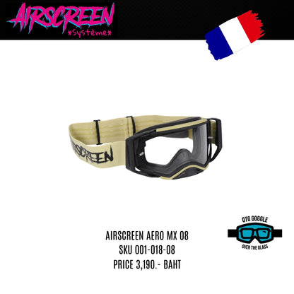 แว่นกันลม AIR SCREEN GOGGLE AERO MX 08 SAND BLACK CLEAR