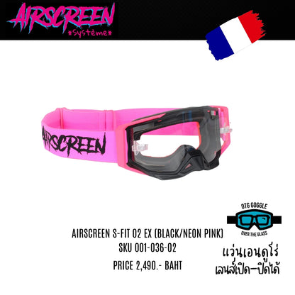 แว่นกันลม AIR SCREEN GOGGLE S-FIT EX BLACK NEON PINK CLEAR