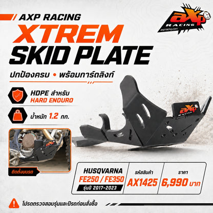 การ์ดแคร้งกันกระแทก AXP RACING SKID PLATE HUSQVARNA FE250 / FE350 WITH LINKAGE GUARD ( 2017 - 2023 ) - BLACK ( AX1425 )