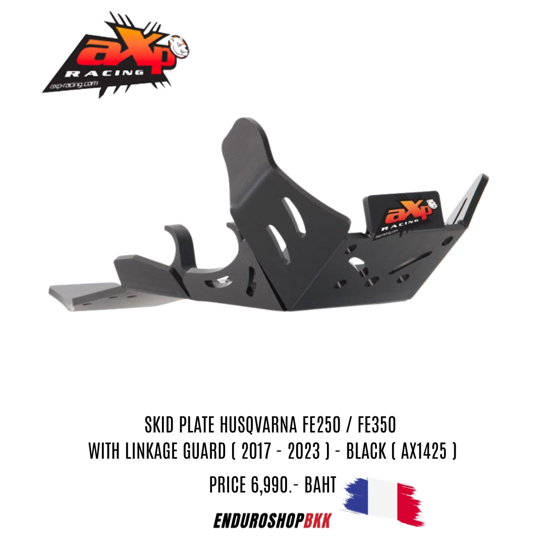 การ์ดแคร้งกันกระแทก AXP RACING SKID PLATE HUSQVARNA FE250 / FE350 WITH LINKAGE GUARD ( 2017 - 2023 ) - BLACK ( AX1425 )