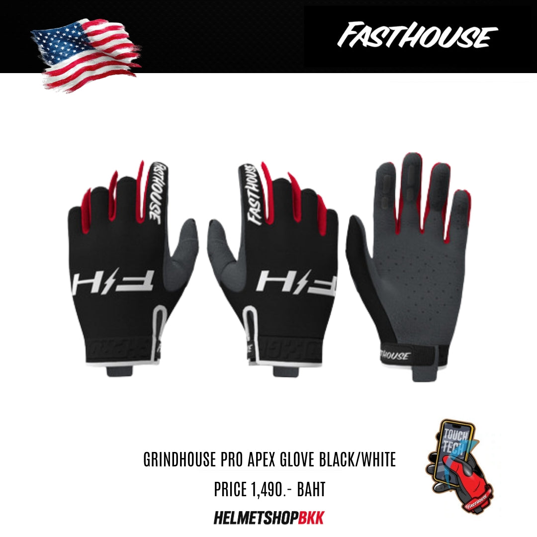 ถุงมือไบท์เกอร์ FASTHOUSE GRINDHOUSE PRO APEX GLOVE BLACK WHITE