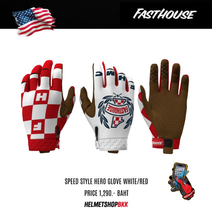 ถุงมือไบท์เกอร์ FASTHOUSE SPEED STYLE HERO GLOVE WHITE RED