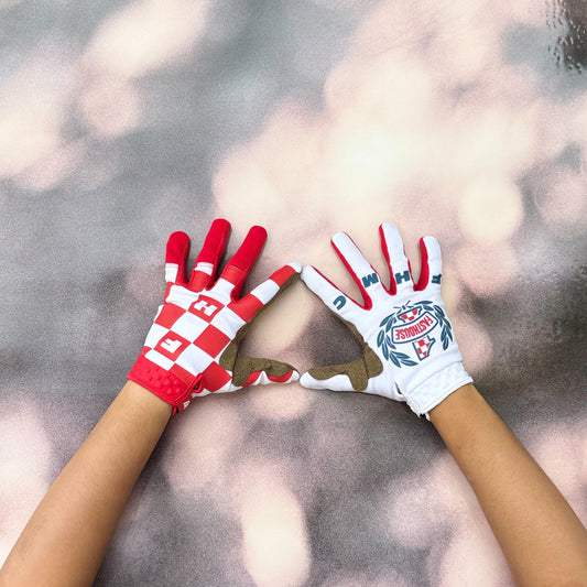 ถุงมือไบท์เกอร์ FASTHOUSE SPEED STYLE HERO GLOVE WHITE RED