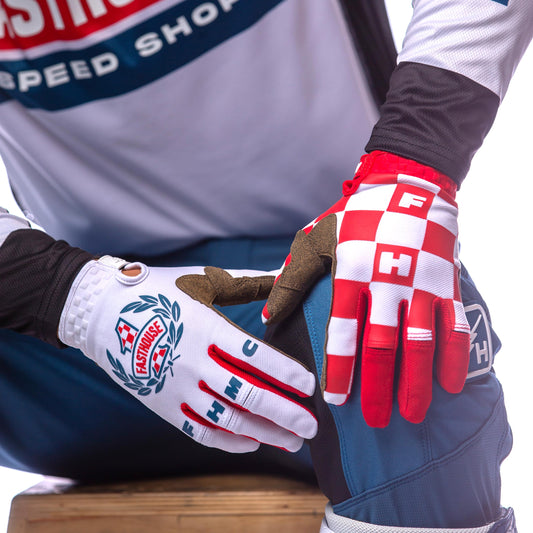 ถุงมือไบท์เกอร์ FASTHOUSE SPEED STYLE HERO GLOVE WHITE RED