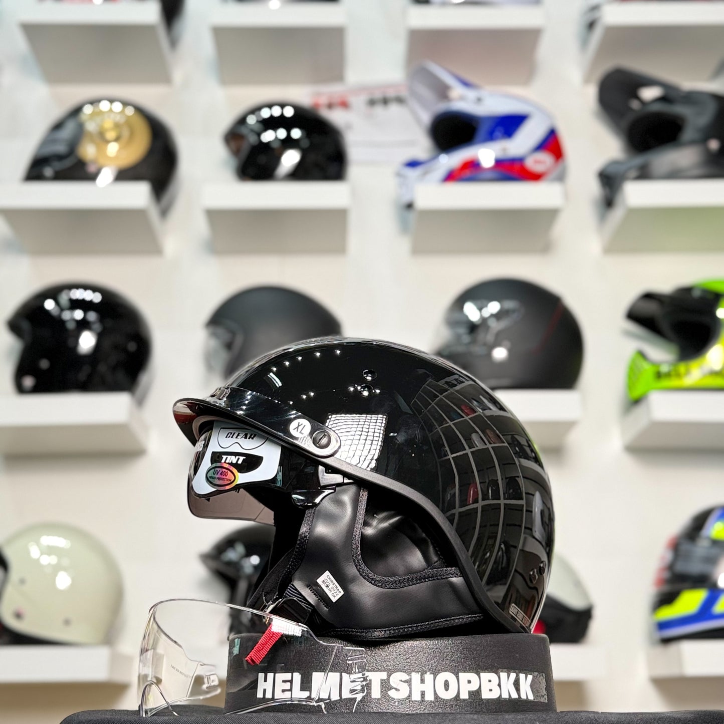 หมวกกันน็อค GMAX HH-65 FULL DRESSED HALF HELMET GLOSS BLACK