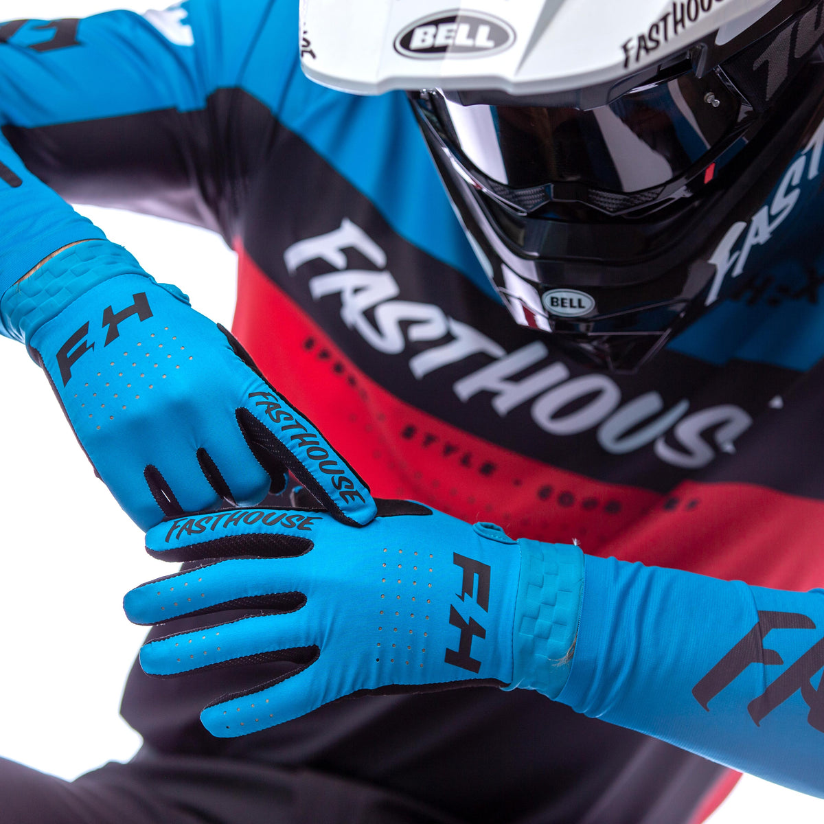 ถุงมือไบท์เกอร์ FASTHOUSE HELIX DAYTONA GLOVE ELECTRIC BLUE