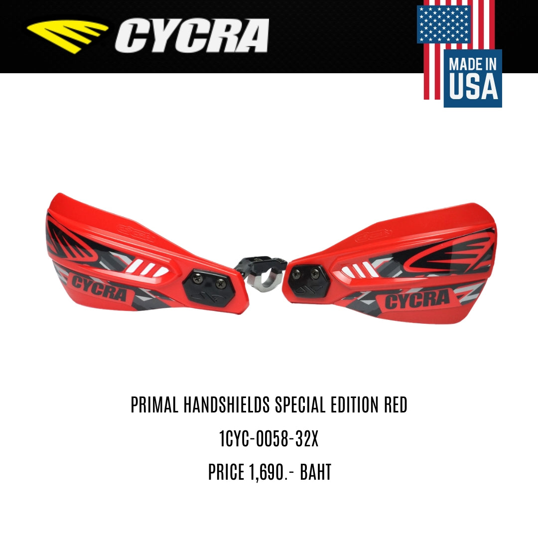 แผ่นบังมือ CYCRA PRIMAL HANDSHIELDS SPECIAL EDITION RED 1CYC-0058-32X