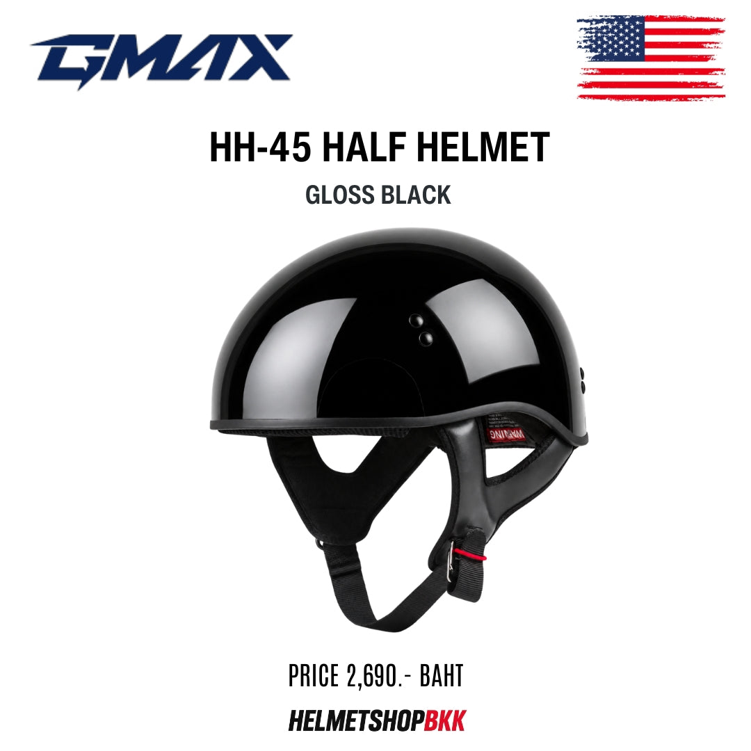 หมวกกันน็อค GMAX HH-45 HALF HELMET GLOSS BLACK