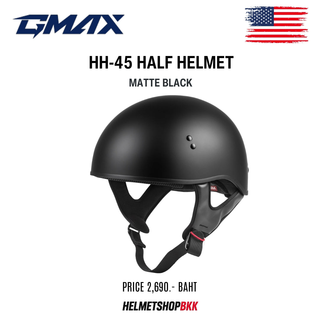 หมวกกันน็อค GMAX HH-45 HALF HELMET MATTE BLACK