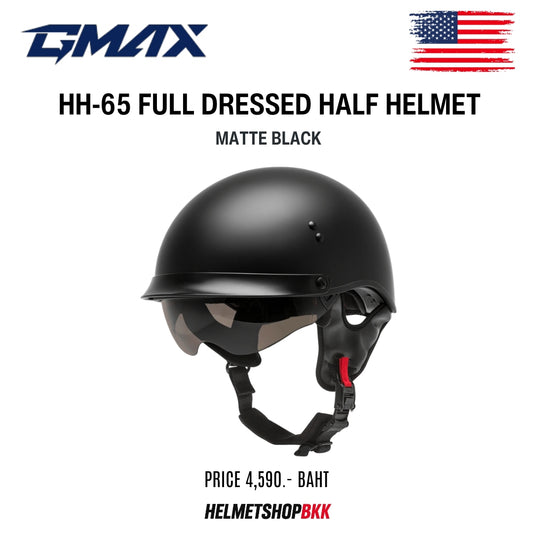 หมวกกันน็อค GMAX HH-65 FULL DRESSED HALF HELMET MATTE BLACK