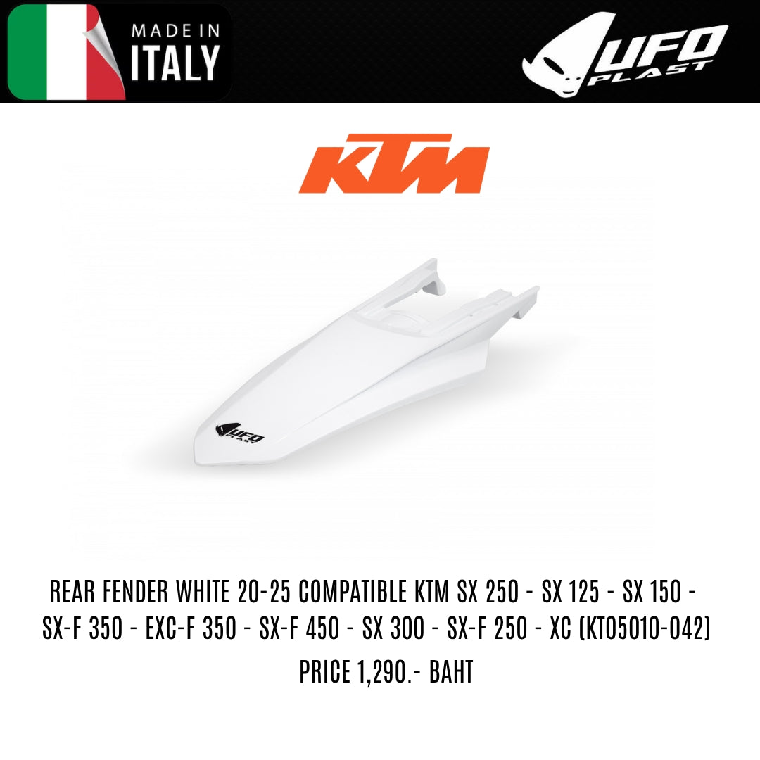 UFO REAR FENDER WHITE 20-25COMPATIBLE KTM SX250 - SX125-SX150-SX-F350-EXC-F350-SX-F450-300-SX-F250-XC (KT010-042)
