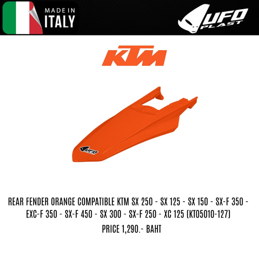UFO REAR FENDER ORANGE COMPATIBLE KTM SX250-SX125-SX150-SX-F350-EXC-F350-SX-F450-SX300-SX-F250-XC125 (KT05010-127)