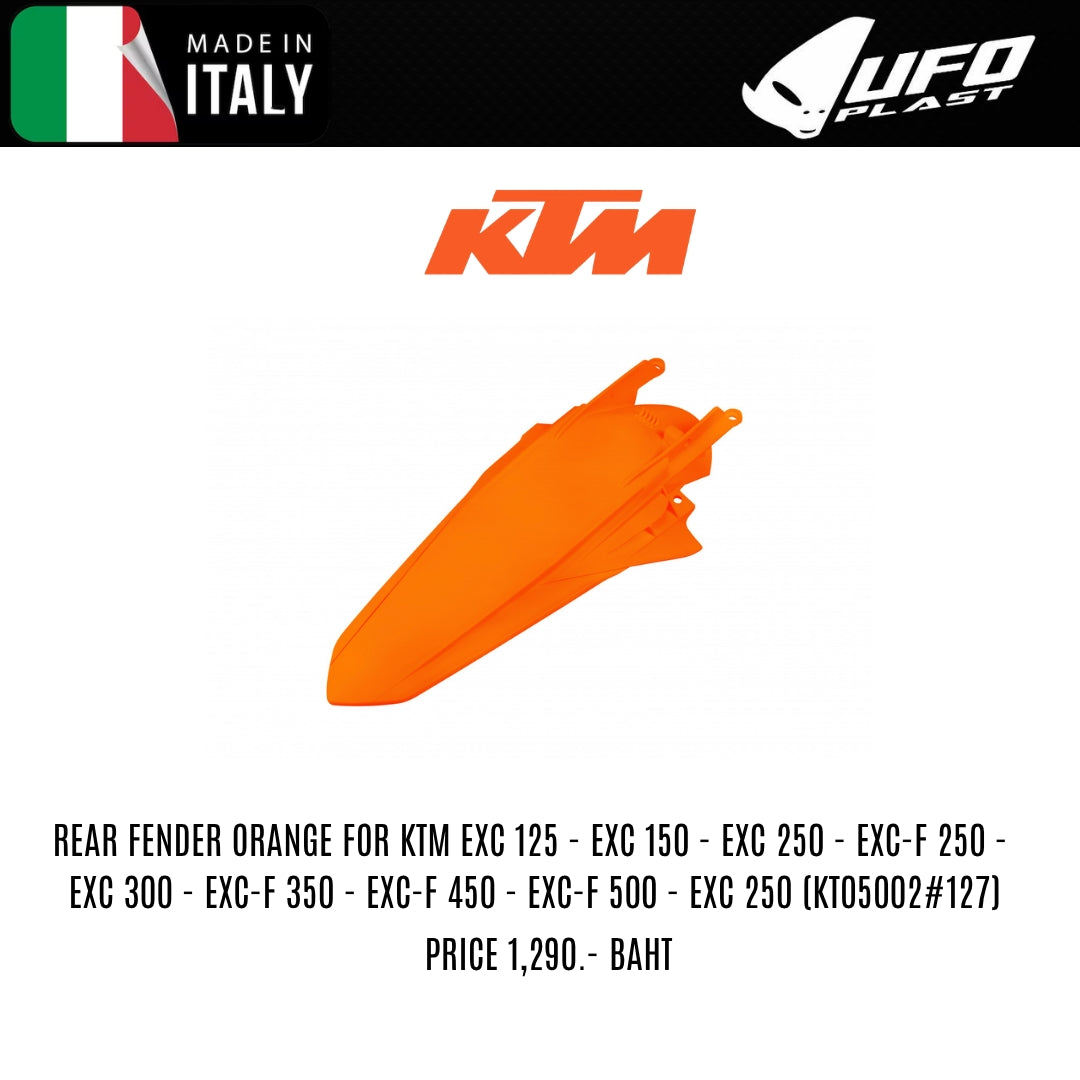 UFO REAR FENDER ORANGE FOR KTM EXC 125-EXC150-EXC250-EXC-F250-EXC300-EXC-F350-EXC-F450-EXC-500-EXC250 (KT05002#127)