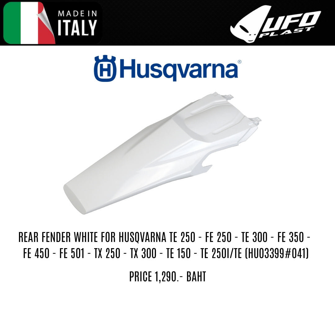 UFO REAR FENDER WHITE FOR HUSQVARNA TE250-FE 250-TE300-FE350-FE450-FE501-TX250-TX300-TE150-TE250I/TE (HU03399#041)