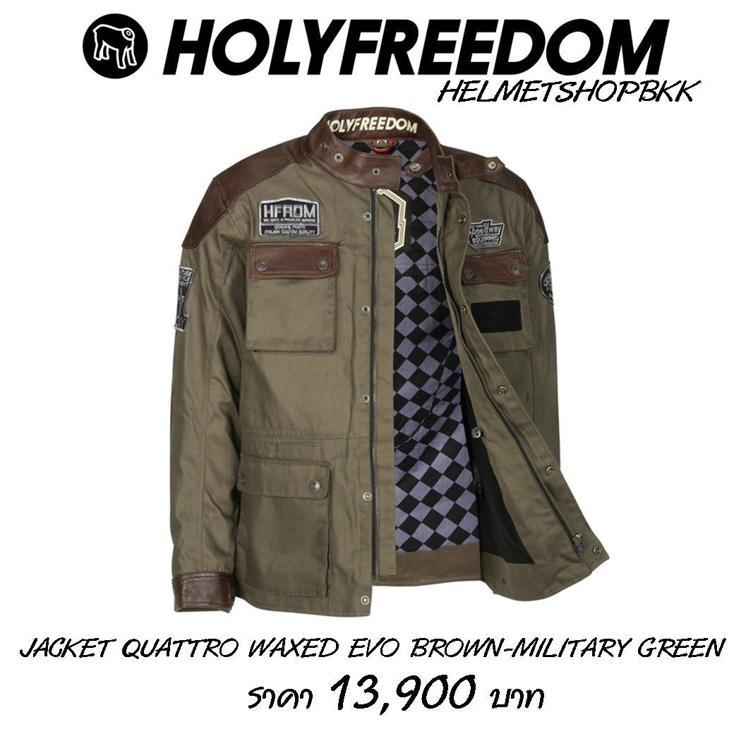 เสื้อการ์ด แจ็คเก็ต HOLYFREEDOM JACKET QUATTRO WAXED EVO BROWN MILITARY GREEN