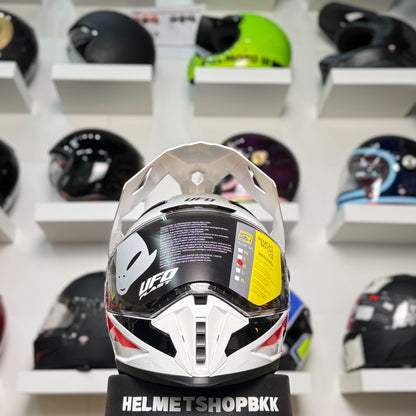 UFO COSMOS TOURER CROSSOVER HELMET WHITE BLUE AND RED