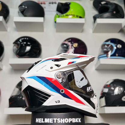 UFO COSMOS TOURER CROSSOVER HELMET WHITE BLUE AND RED