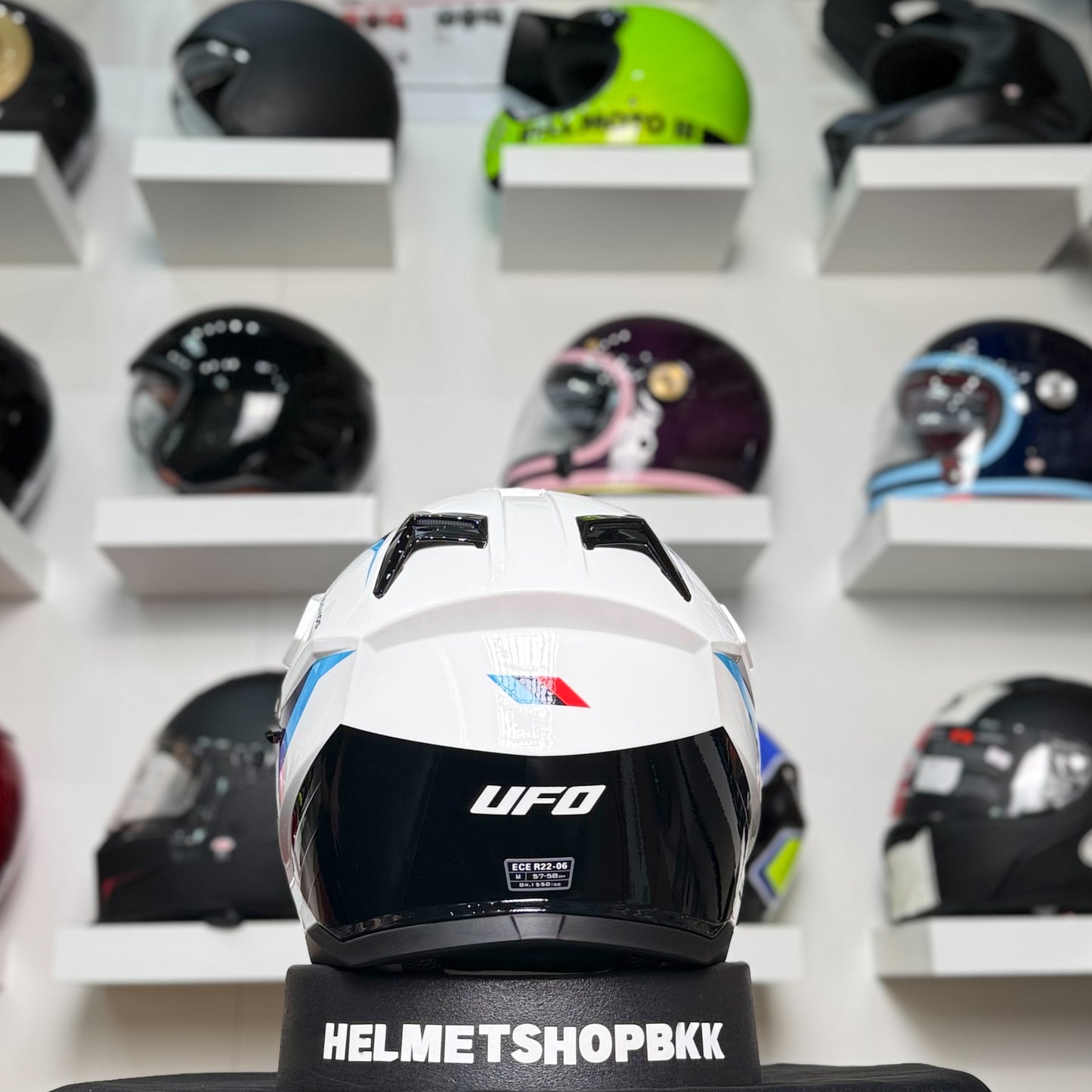 UFO COSMOS TOURER CROSSOVER HELMET WHITE BLUE AND RED