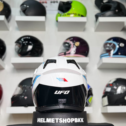 UFO COSMOS TOURER CROSSOVER HELMET WHITE BLUE AND RED