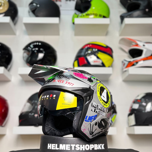 UFO SHERATAN CROSS JET HELMET SILVER