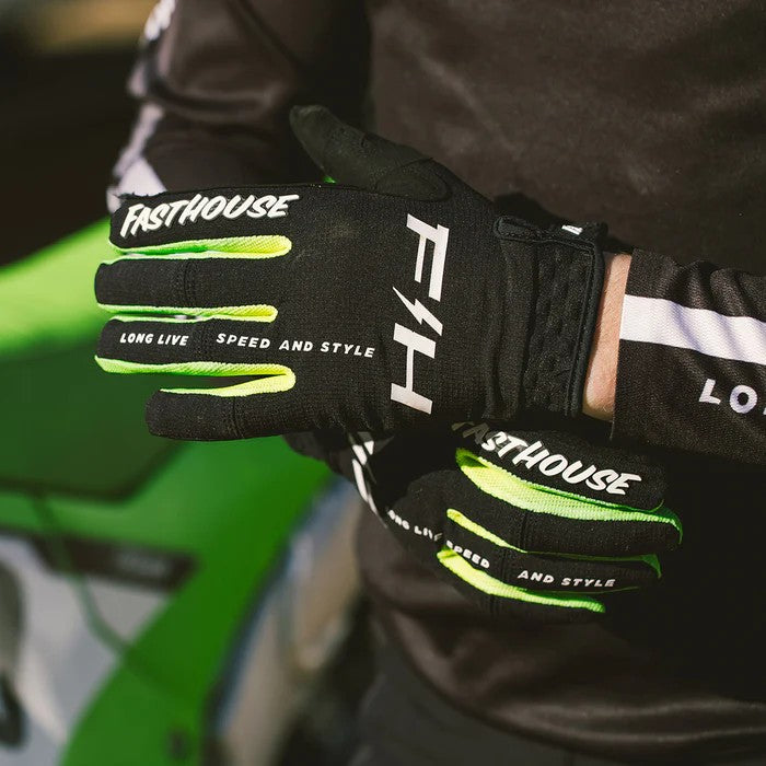ถุงมือไบท์เกอร์ FASTHOUSE ELROD NITRO GLOVE BLACK NEON