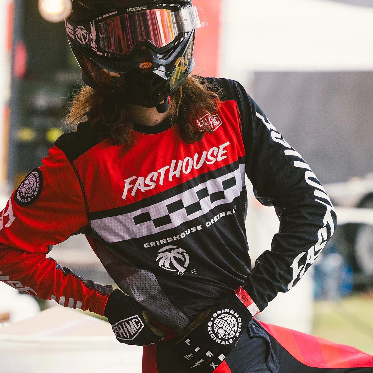 เสื้อแขนยาว FASTHOUSE GRINDHOUSE ATOMIC LS JERSEY RACING RED BLACK